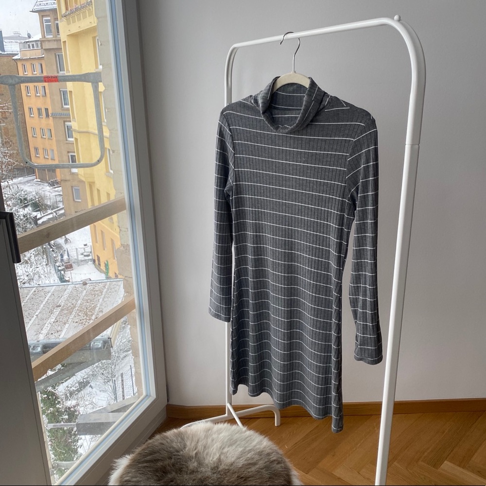 HYFVE Gray and White Striped Dress